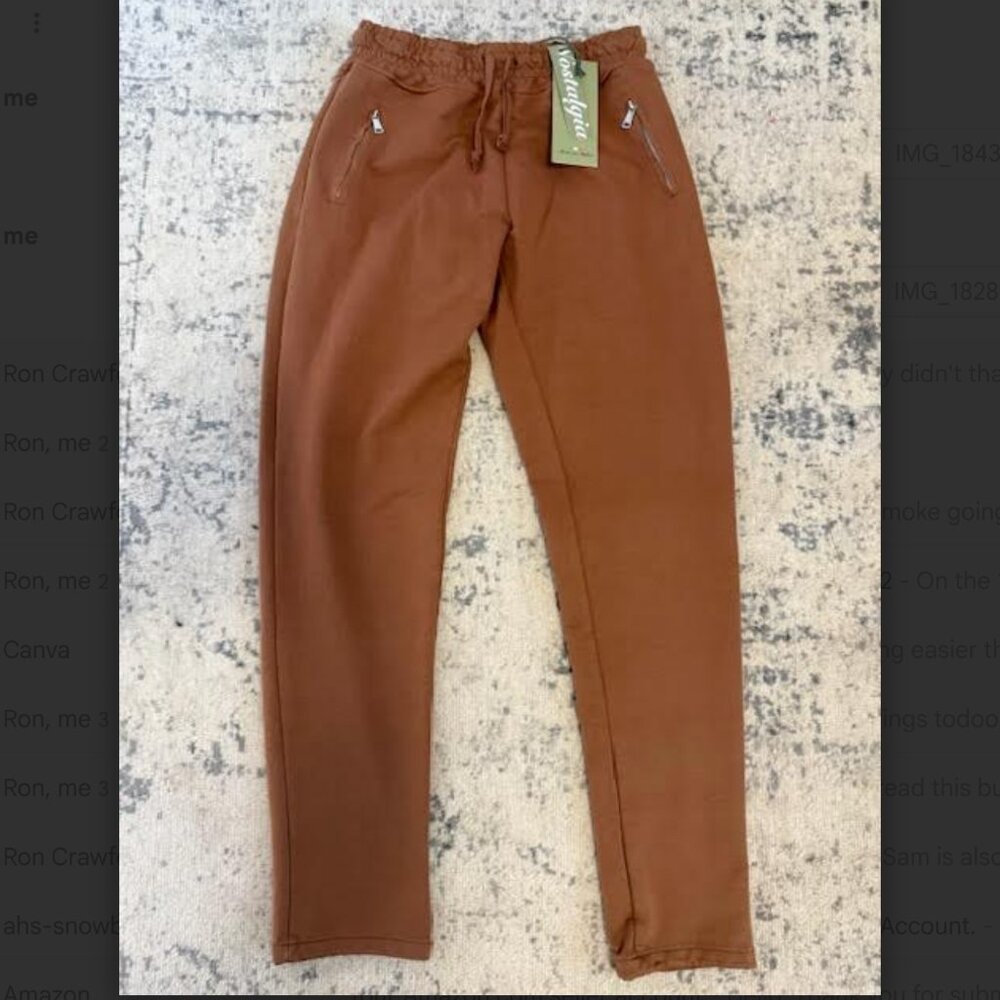 Nostalgia Women's NEW Elastic Waistband Pants Brown Rust Terracotta Slacks